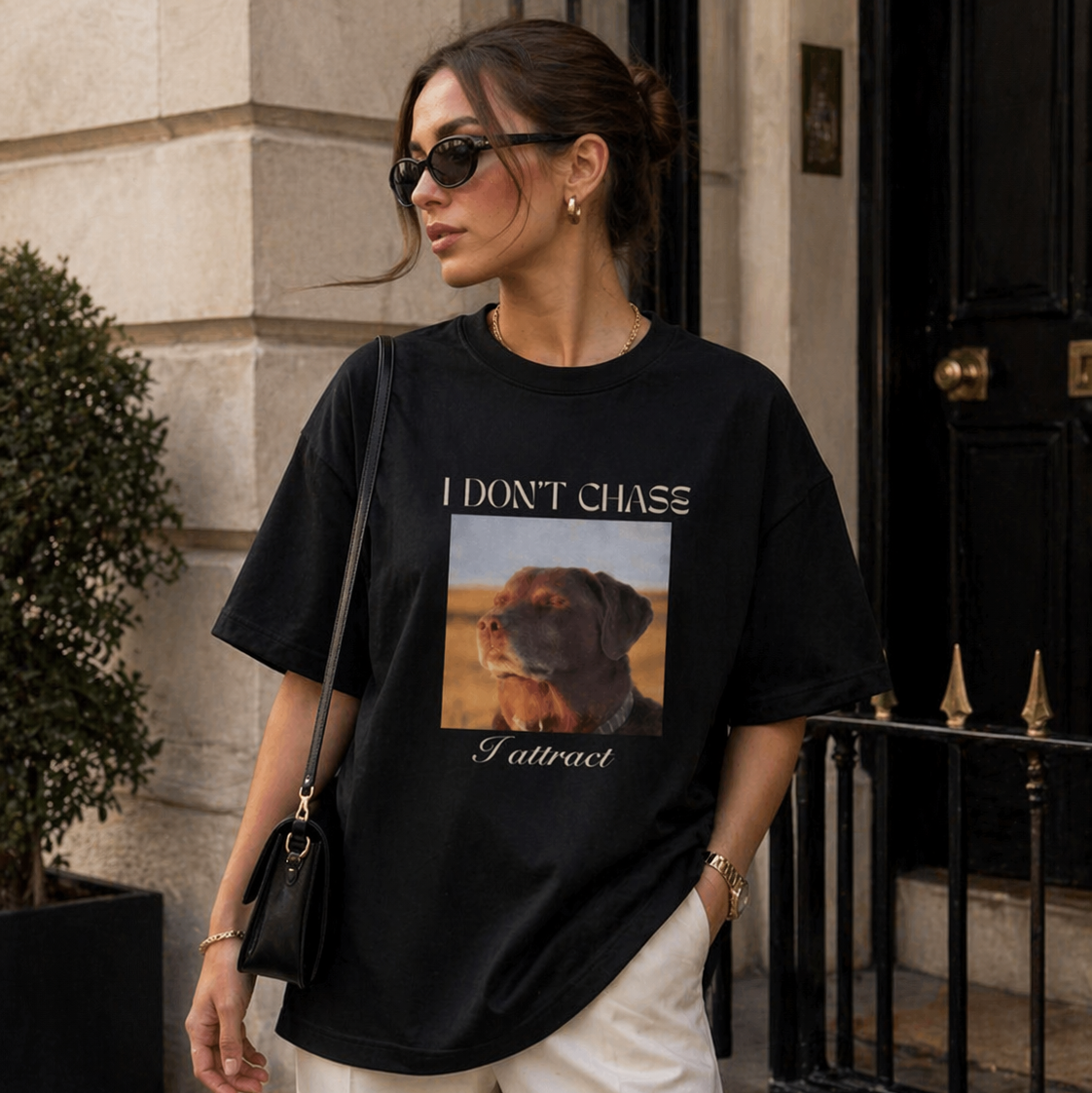 I Don’t Chase, I Attract – Oversized Graphic Unisex T-Shirt