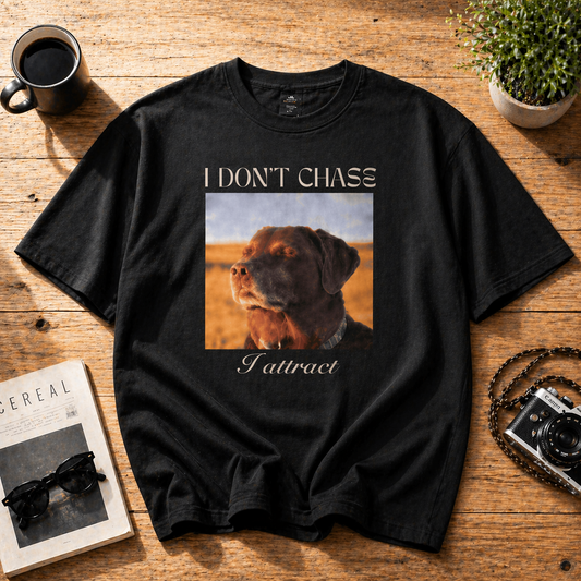 I Don’t Chase, I Attract – Oversized Graphic Unisex T-Shirt