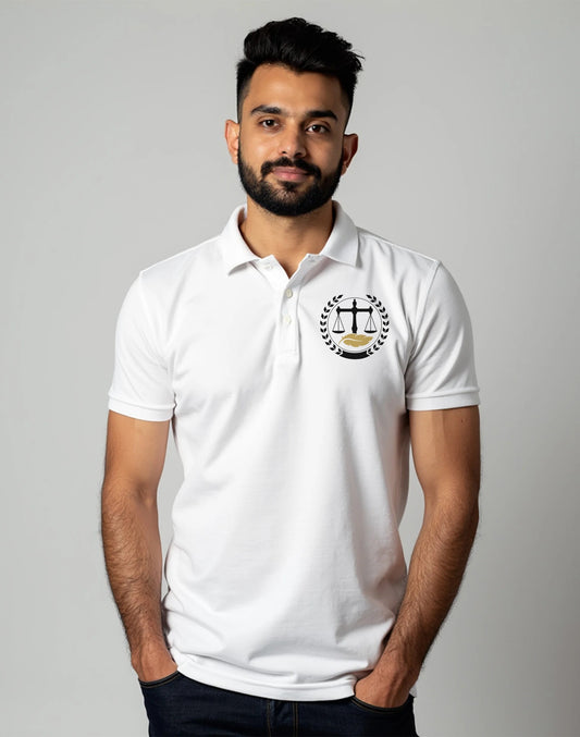 Advocate Logo Embroidered - White Lawyer Polo T-shirt