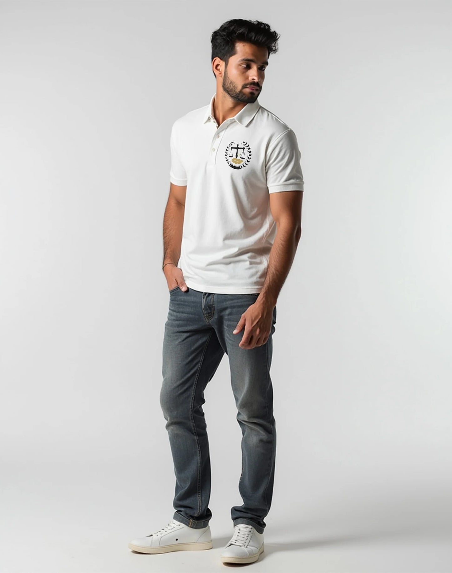 Advocate Logo Embroidered - White Lawyer Polo T-shirt