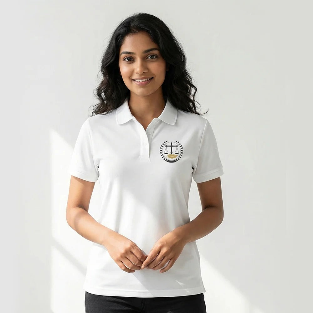 Advocate Logo Embroidered - White Lawyer Polo T-shirt