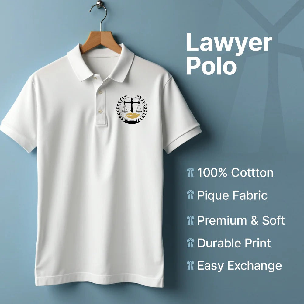 Advocate Logo Embroidered - White Lawyer Polo T-shirt